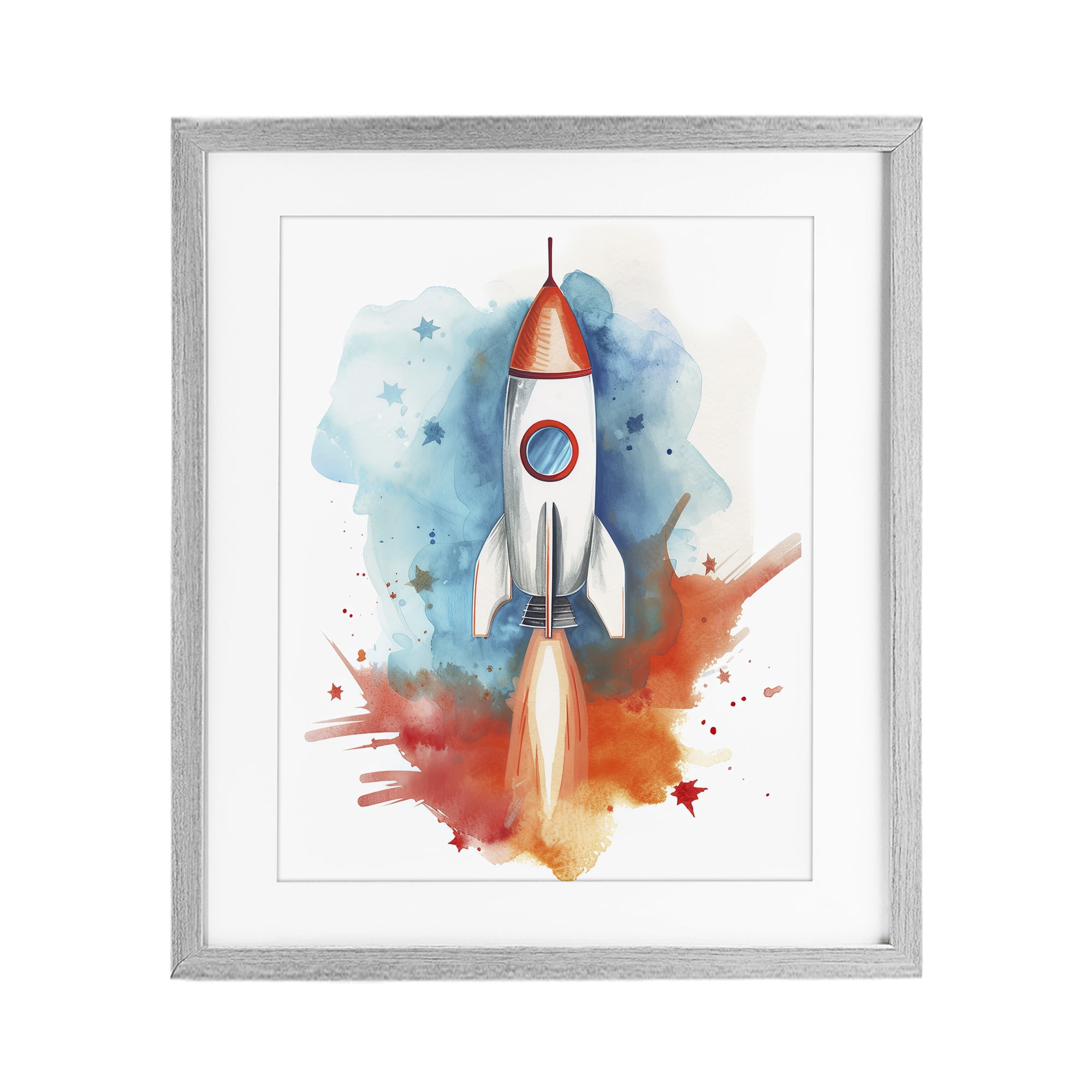 Stupell Industries Rocket Launch Adventure Gray Framed Print Under Glass, design by Ray Powers