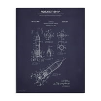 Stupell Industries Rocket Ship Blueprint Transportation Painting Gallery Wrapped Canvas Art Print Wall Art, 16 x 20