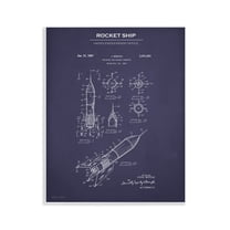 Stupell Industries Rocket Ship Blueprint Transportation Painting Unframed Art Print Wall Art, 11 x 14