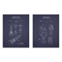 Stupell Industries Rocket Space Suit Diagram Education Painting Unframed Art Print Wall Art, 11 x 14, Set of 2