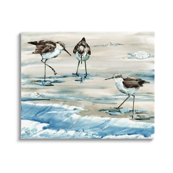 Stupell Industries Rockhampton Sandpipers Ocean Waves Painting Gallery Wrapped Canvas Print Wall Art, Design by Paul Brent