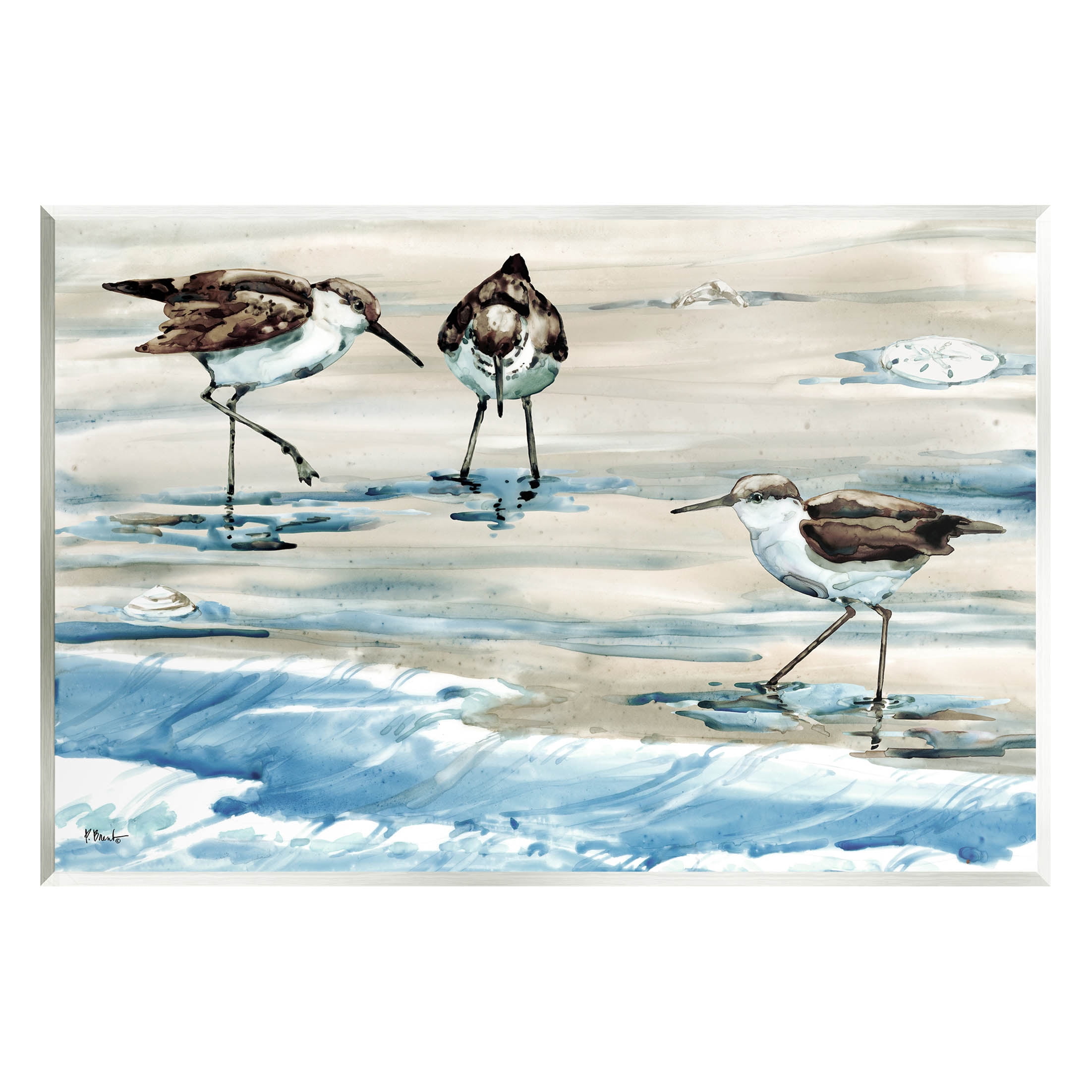 Stupell Industries Rockhampton Sandpipers Ocean Waves Painting Unframed Art Print Wall Art, Design by Paul Brent