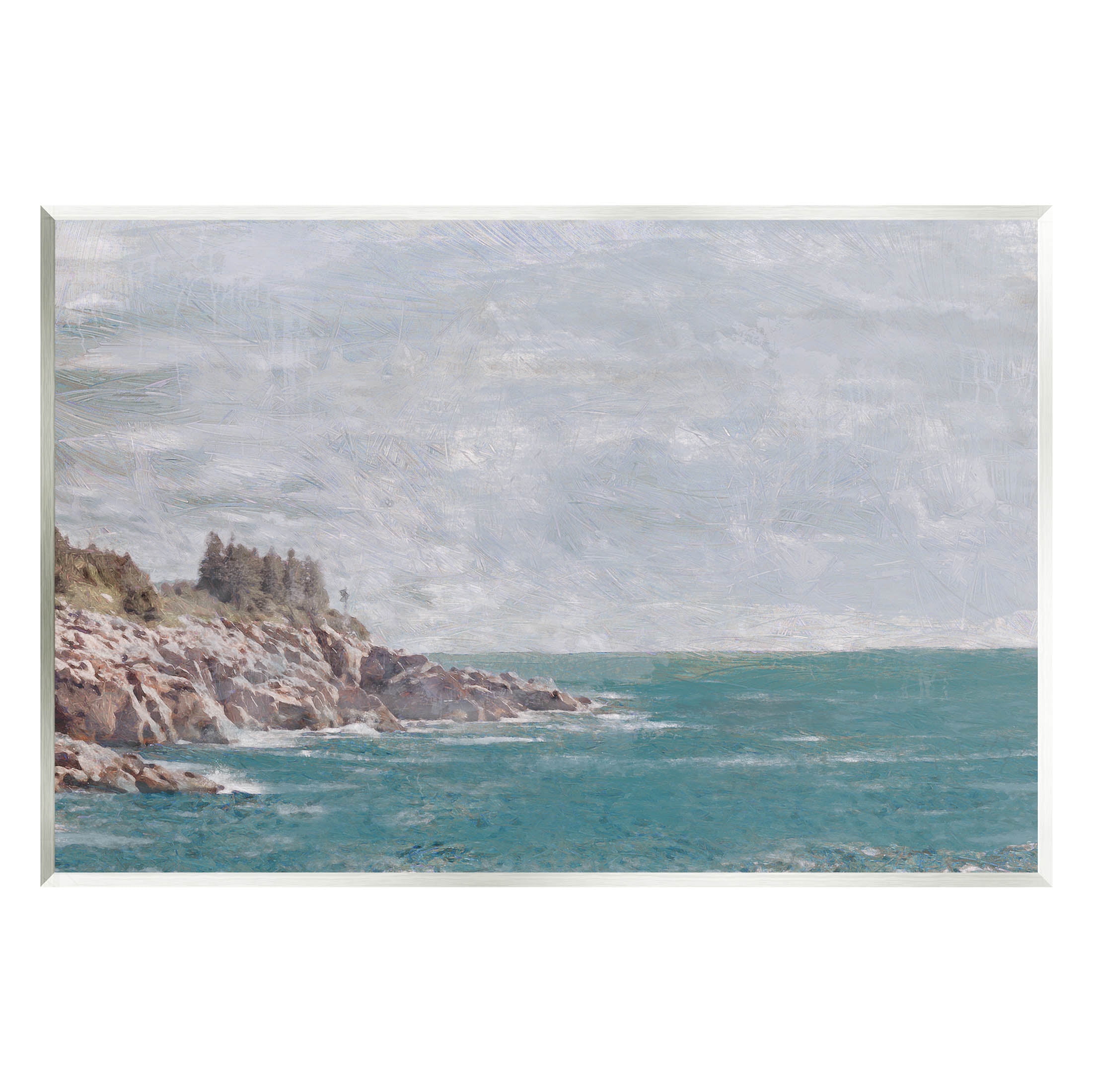 Stupell Industries Rocky Cliff Ocean Landscape Painting Unframed Art Print Wall Art, Design by Savannah Miler
