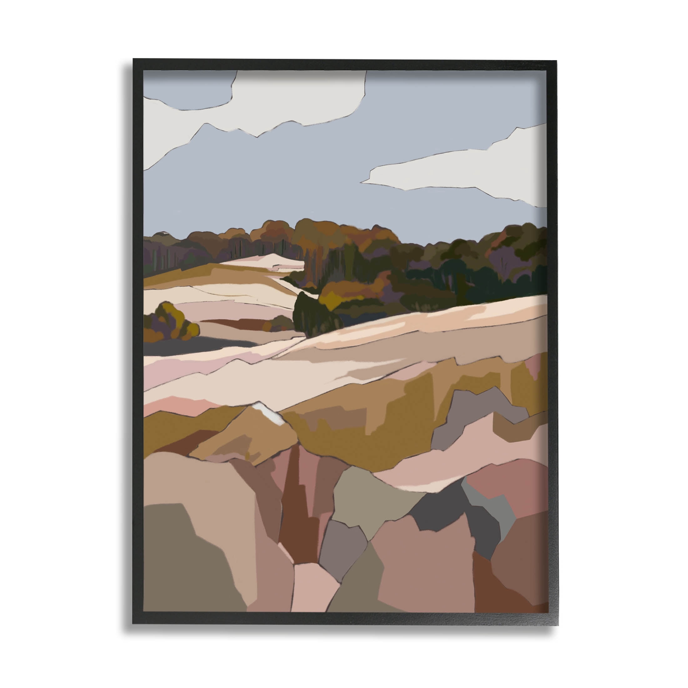 Stupell Industries Rocky Cliffs Neutral Mountain Nature Graphic Art Black Framed Art Print Wall Art, Design by Nikita Jariwala