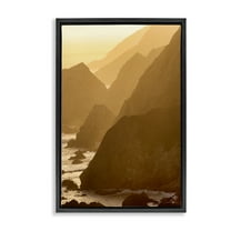 Stupell Industries Rocky Cliffs by Beach Landscape Photography Black Floater Framed Canvas Art Print Wall Art, 17 x 25