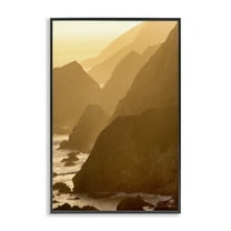 Stupell Industries Rocky Cliffs by Beach Landscape Photography Black Framed Art Print Wall Art, 12 x 18