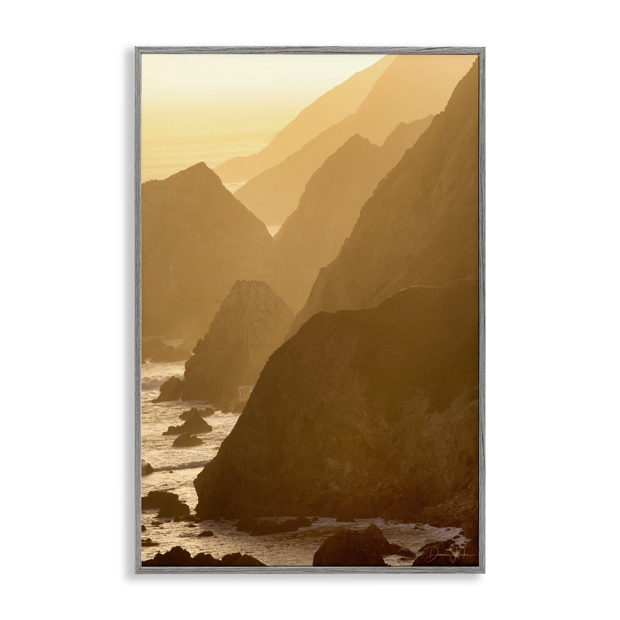 Stupell Industries Rocky Cliffs by Beach Landscape Photography Gray Framed Art Print Wall Art, 16 x 24
