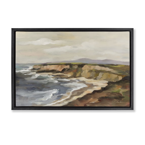 Stupell Industries Transitional Rocky Coast Expression Black Floating Frame Canvas Art, 25 x 17, by Silvia Vassileva