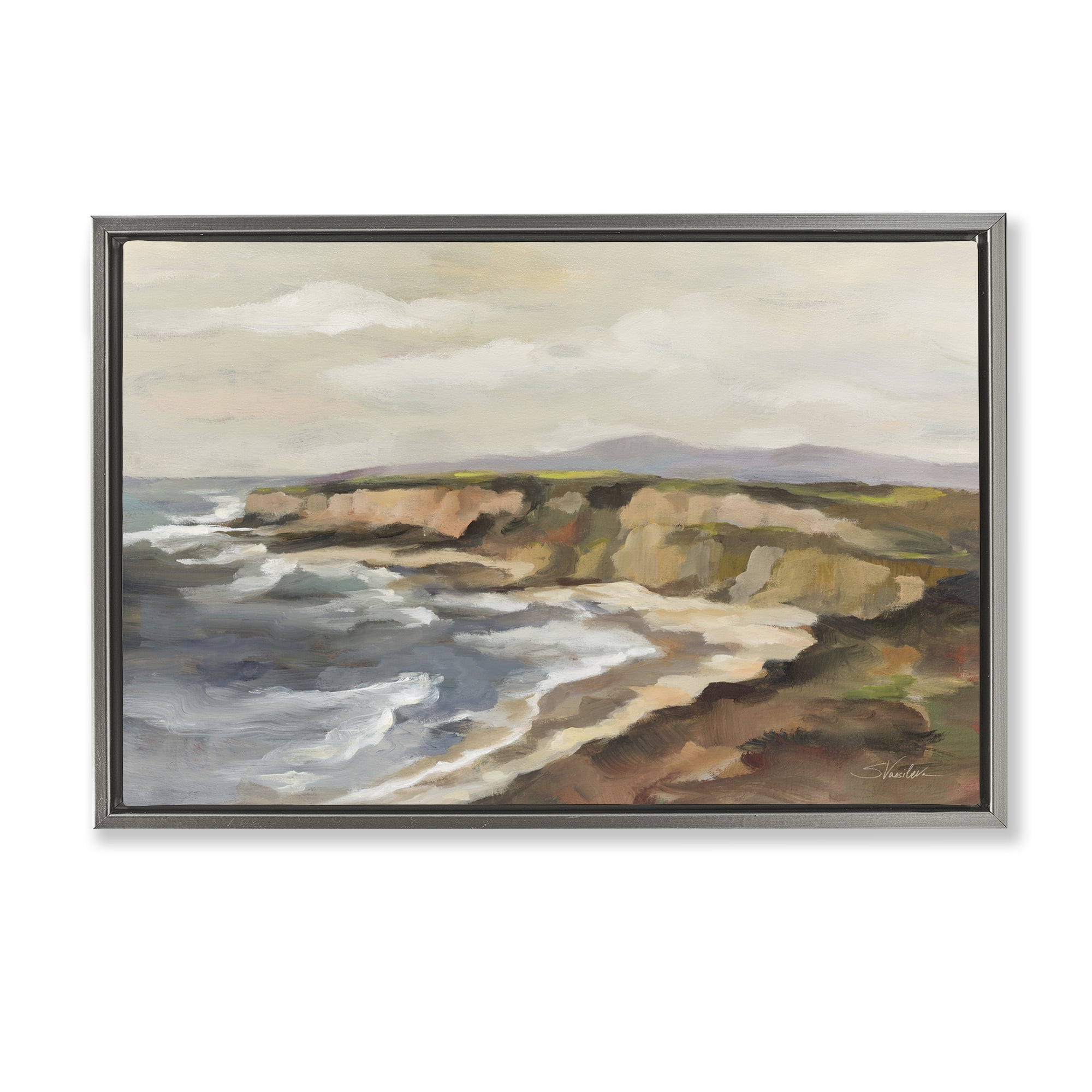 Stupell Industries Rocky Coast Expression Gray Framed Floater Canvas Wall Art, design by Silvia Vassileva