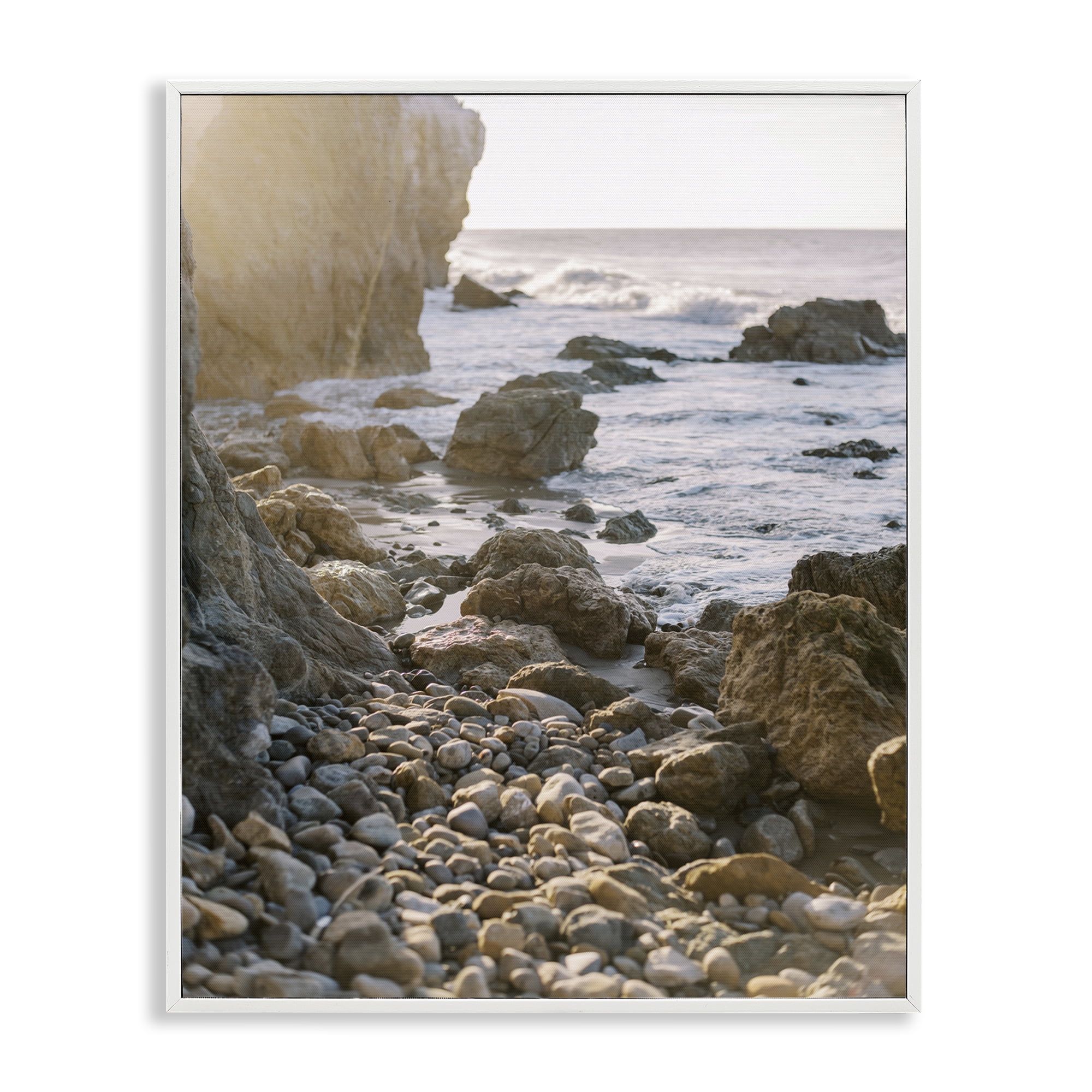 Stupell Industries Rocky Coast Waves Landscape Photography White Framed Art Print Wall Art, 11 x 14