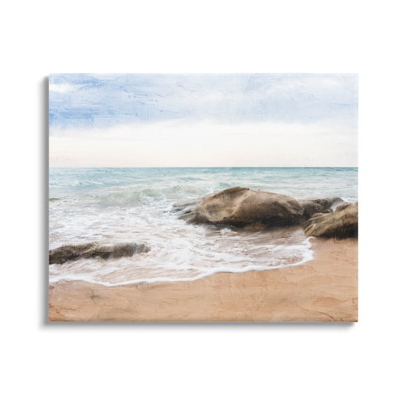 Stupell Industries Rocky Crashing Beach Waves Graphic Art Gallery Wrapped Canvas Print Wall Art, Design by Ann Bailey