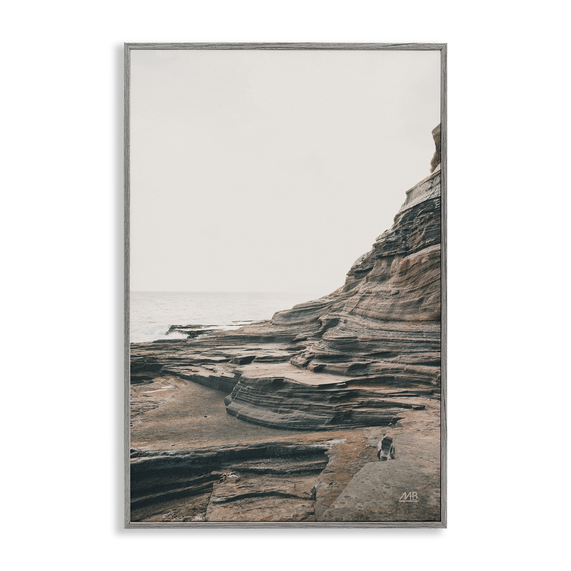 Stupell Industries Rocky Hawaiian Shore Landscape & Nature Photography Gray Framed Art Print Wall Art, 20 x 30