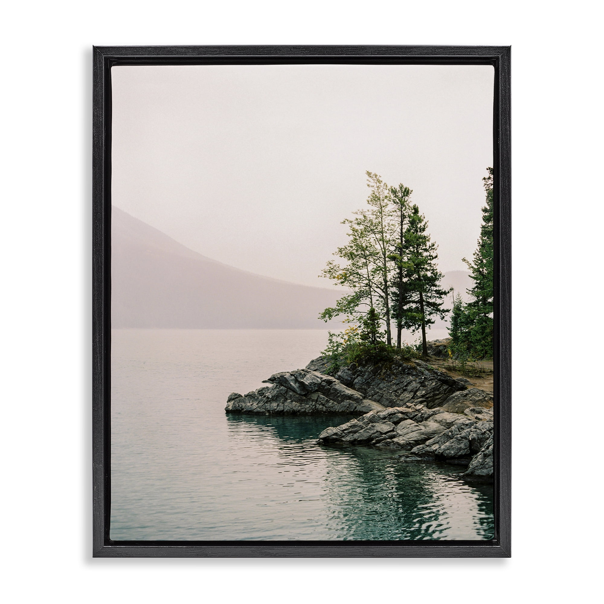 Stupell Industries Rocky Inlet Cove Landscape Photography Black Floater Framed Art Print Wall Art, 17 x 21