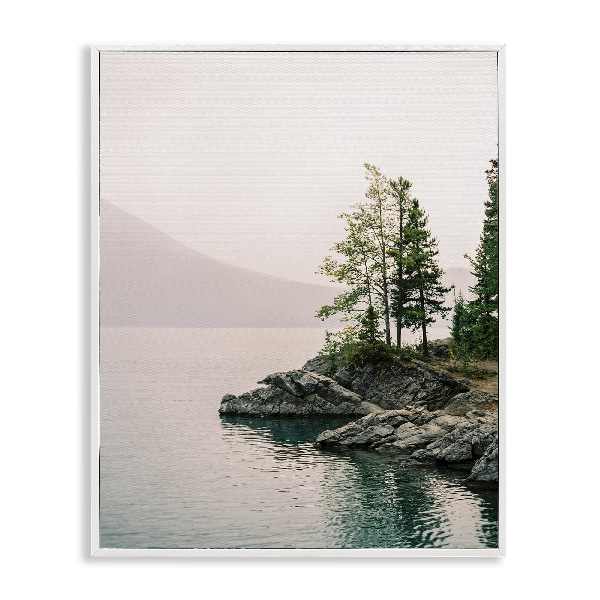 Stupell Industries Rocky Inlet Cove Landscape Photography White Framed Art Print Wall Art, 24 x 30