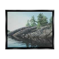 Stupell Industries Rocky Lake Scenery Nature Painting Black Floater Framed Art Print Wall Art, 21 x 17