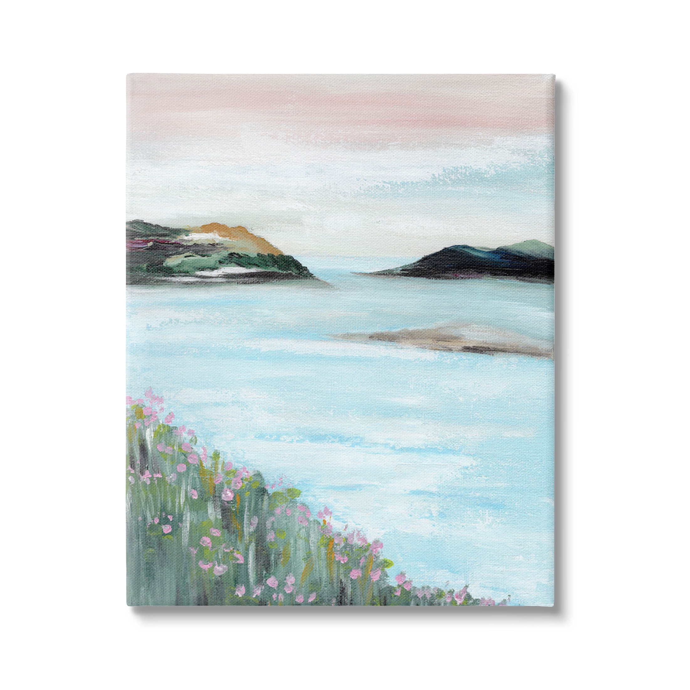 Stupell Industries Rocky Lakeside Meadow Pink Blooms Painting Gallery Wrapped Canvas Print Wall Art, Design by Nikita Jariwala