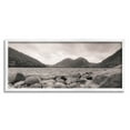 thumbnail image 1 of Stupell Industries Rocky Mountain Shoreline Lake Water Black White Photography, 30 x 13, Design by Daniel Sproul, 1 of 5