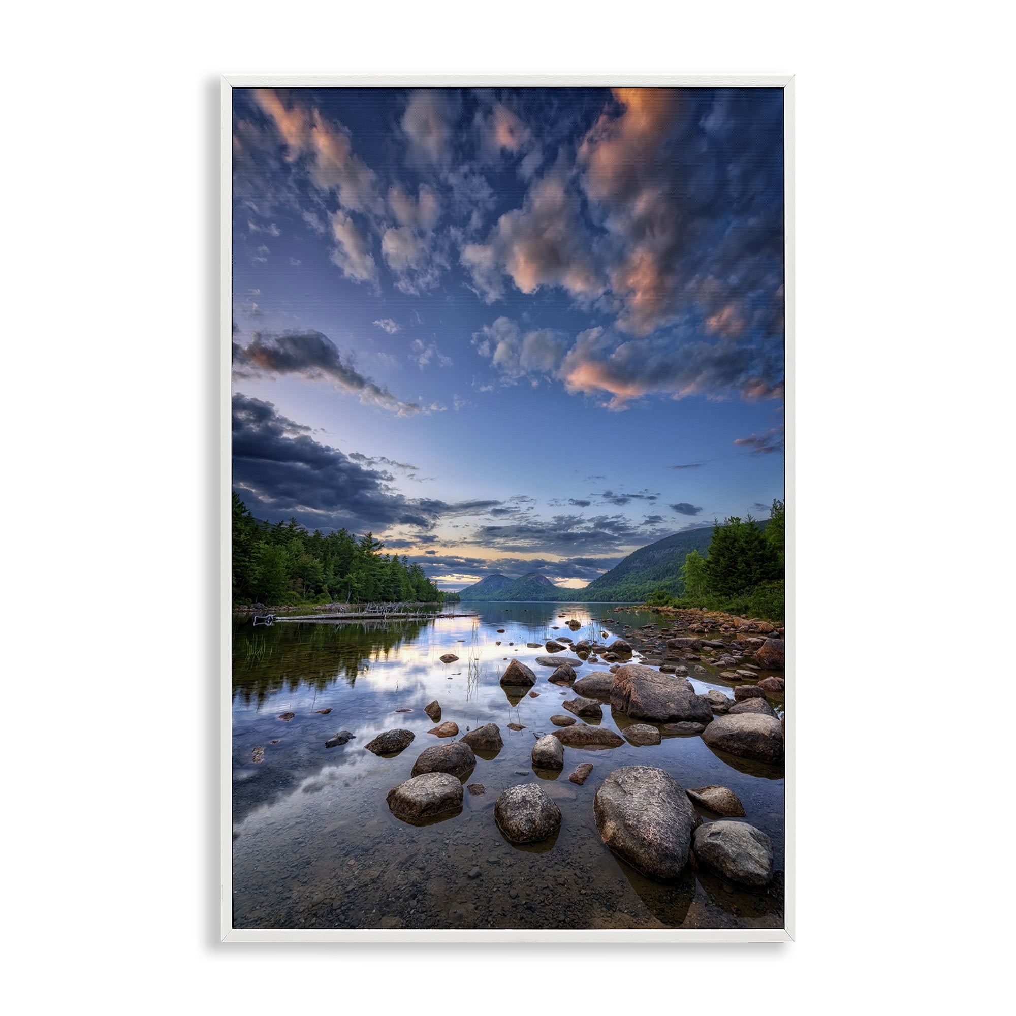 Stupell Industries Rocky Mountainous Shore Landscape & Nature Photography White Framed Art Print Wall Art, 12 x 18