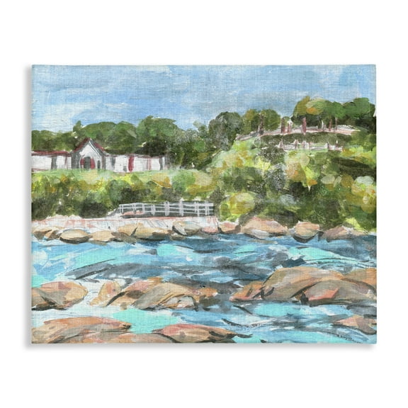 Stupell Industries Rocky Nautical Landscape Landscape Painting Gallery Wrapped Canvas Art Print Wall Art, 20 x 16