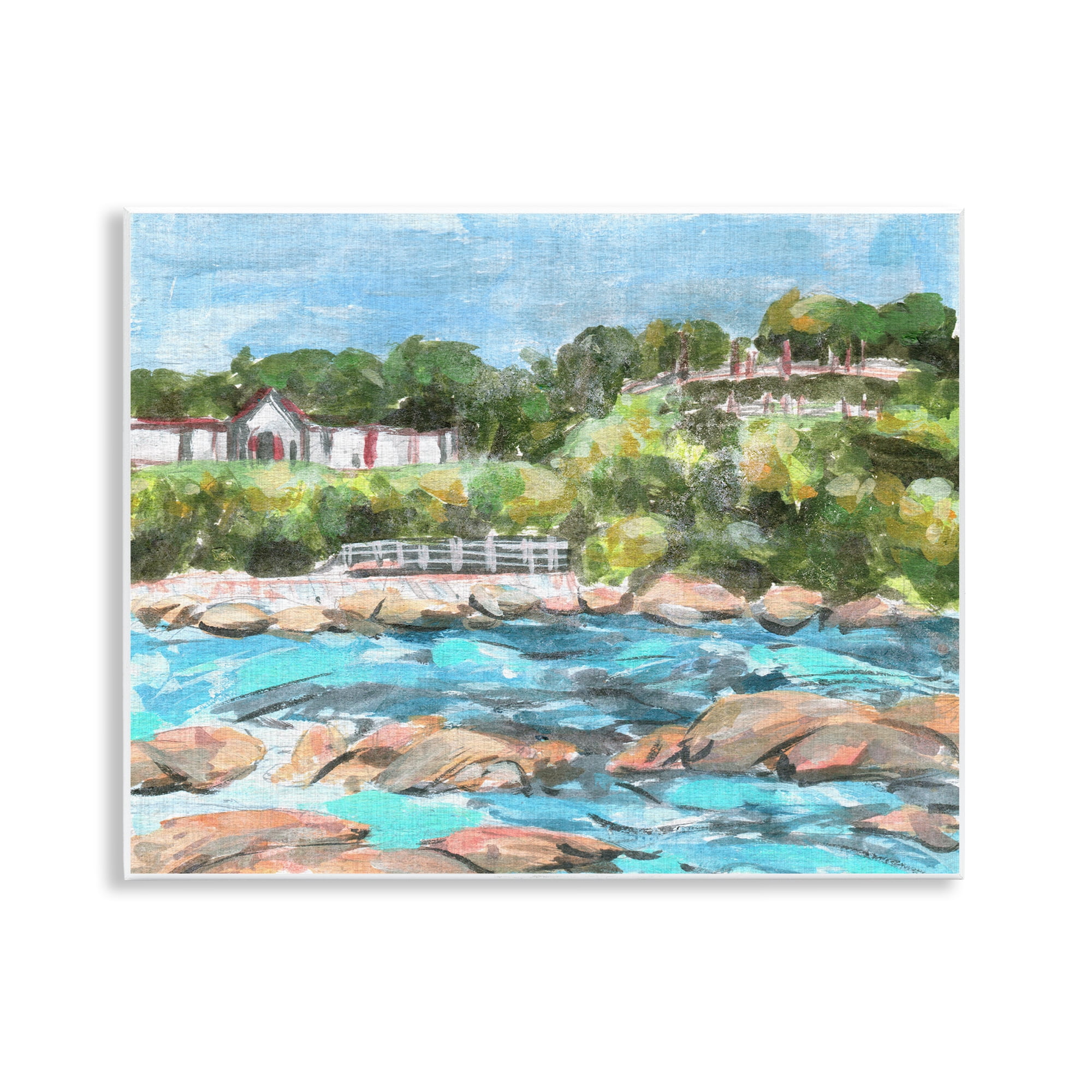 Stupell Industries Rocky Nautical Landscape Landscape Painting Unframed Art Print Wall Art, 14 x 11