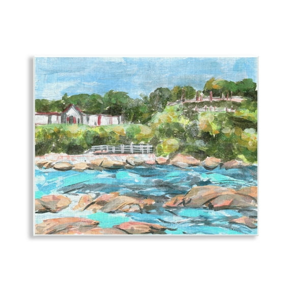 Stupell Industries Rocky Nautical Landscape Landscape Painting Unframed Art Print Wall Art, 14 x 11