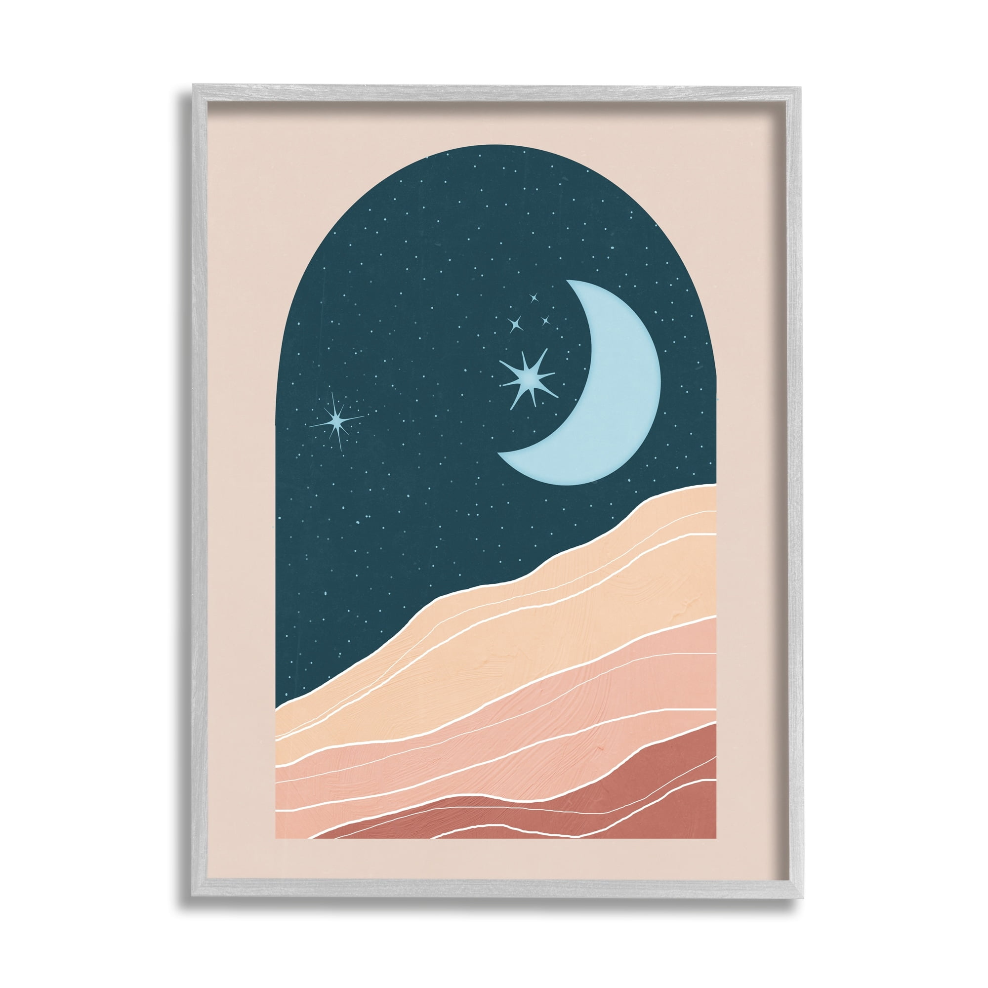 Stupell Industries Rocky Night Dunes Constellated Crescent Moon ,11 x 14, Design by Nina Blue