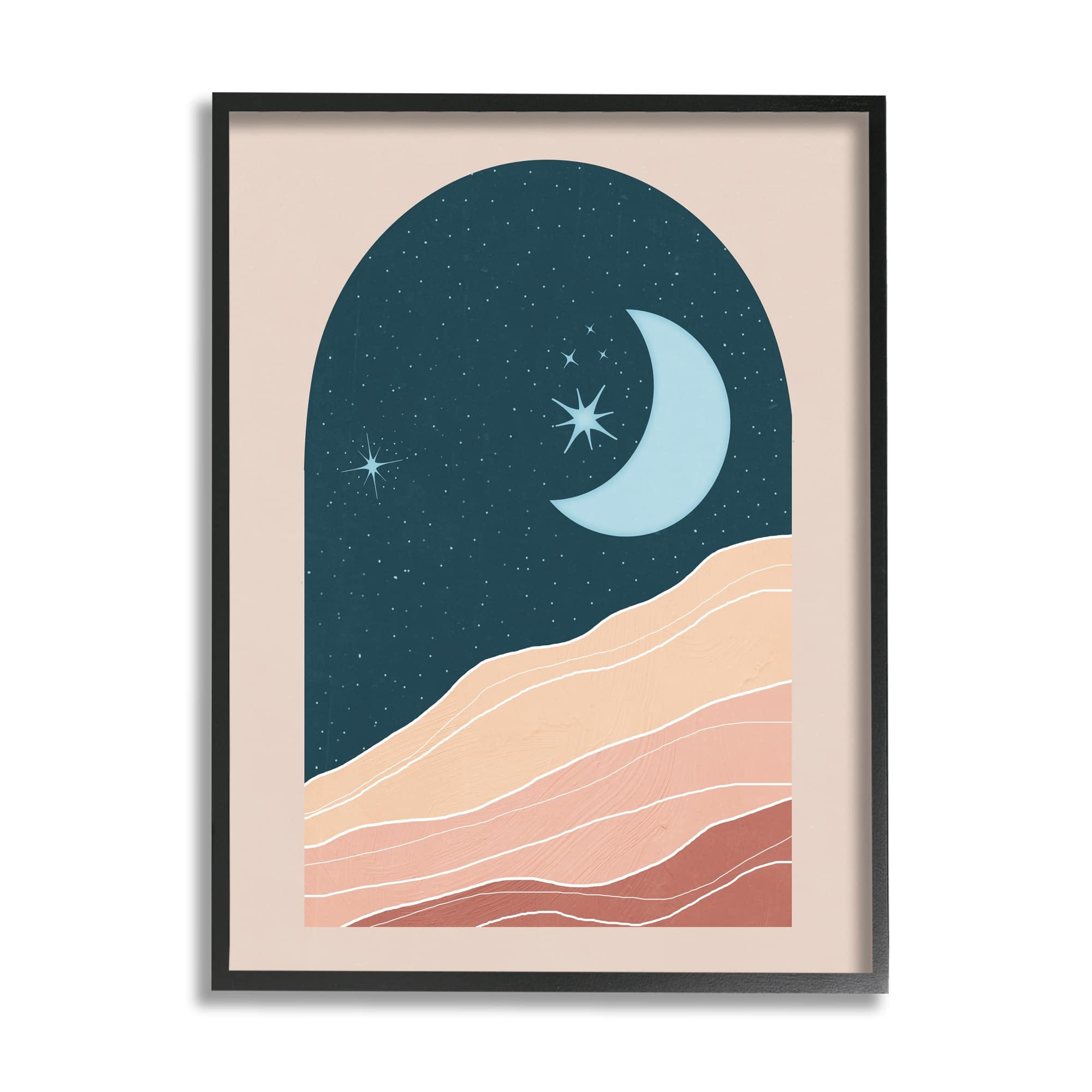 Stupell Industries Rocky Night Dunes Constellated Crescent Moon ,24 x 30, Design by Nina Blue