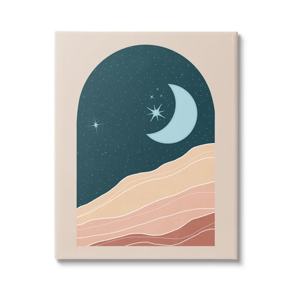 Stupell Industries Rocky Night Dunes Constellated Crescent Moon ,30 x 40, Design by Nina Blue