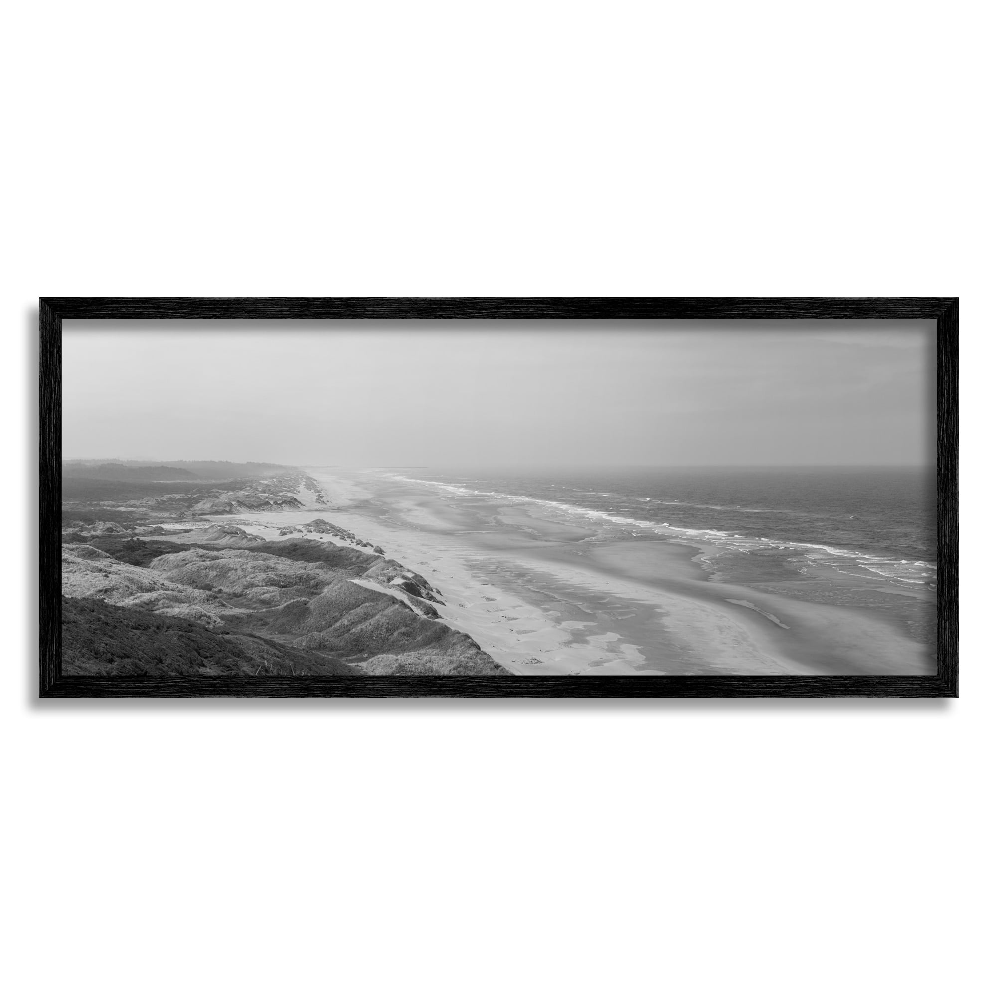 Stupell Industries Rocky Ocean Coast Waves Monochrome Beach Shore Photograph Black Framed Art Print Wall Art, Design by Aaron Matheson