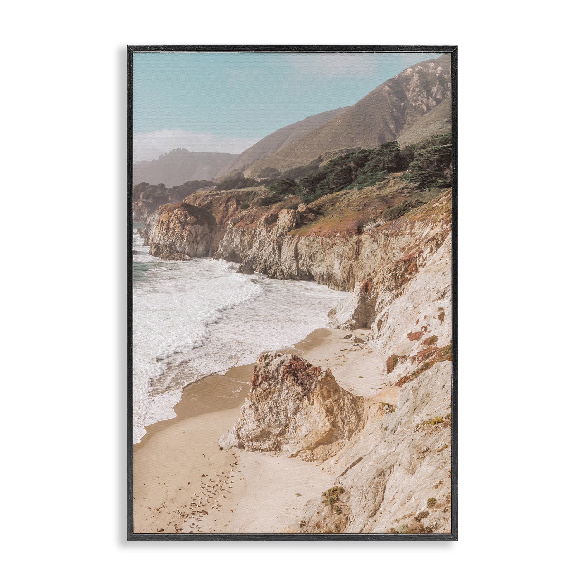 Stupell Industries Rocky Ocean Cove Landscape & Nature Photography Black Framed Art Print Wall Art, 16 x 24
