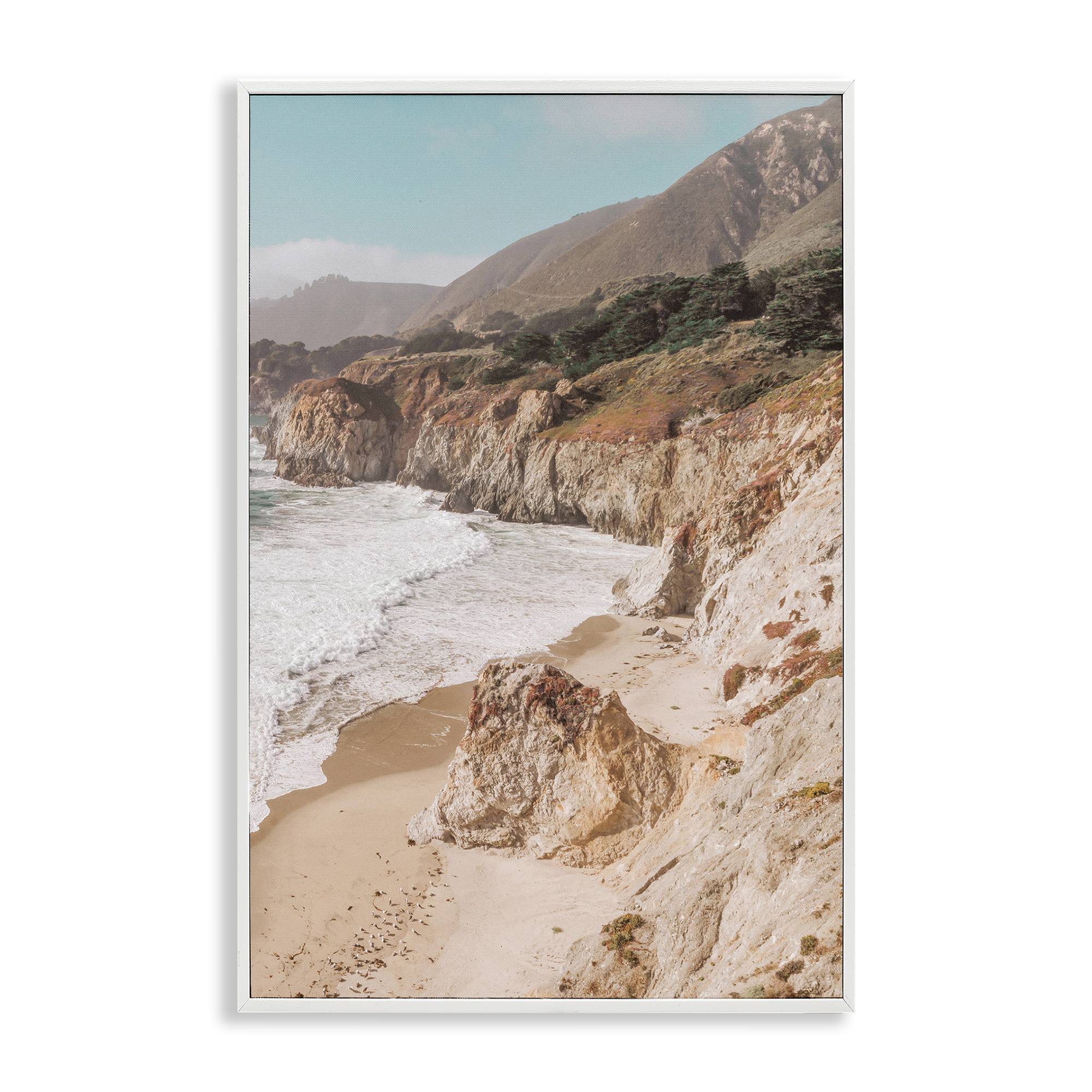 Stupell Industries Rocky Ocean Cove Landscape & Nature Photography White Framed Art Print Wall Art, 12 x 18