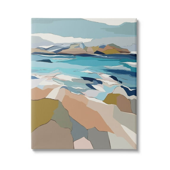 Stupell Industries Rocky Ocean Shore Beach Landscape Graphic Art Gallery Wrapped Canvas Print Wall Art, Design by Nikita Jariwala