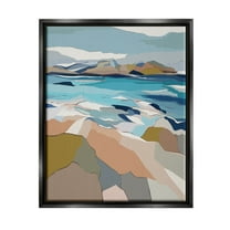Stupell Industries Rocky Ocean Shore Beach Landscape Graphic Art Jet Black Floating Framed Canvas Print Wall Art, Design by Nikita Jariwala