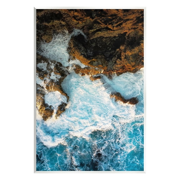 Stupell Industries Rocky Ocean Waves View Nature Photography Unframed Art Print Wall Art, 13 x 19