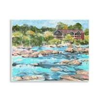 Stupell Industries Rocky River Landscape Landscape Painting Unframed Art Print Wall Art, 14 x 11