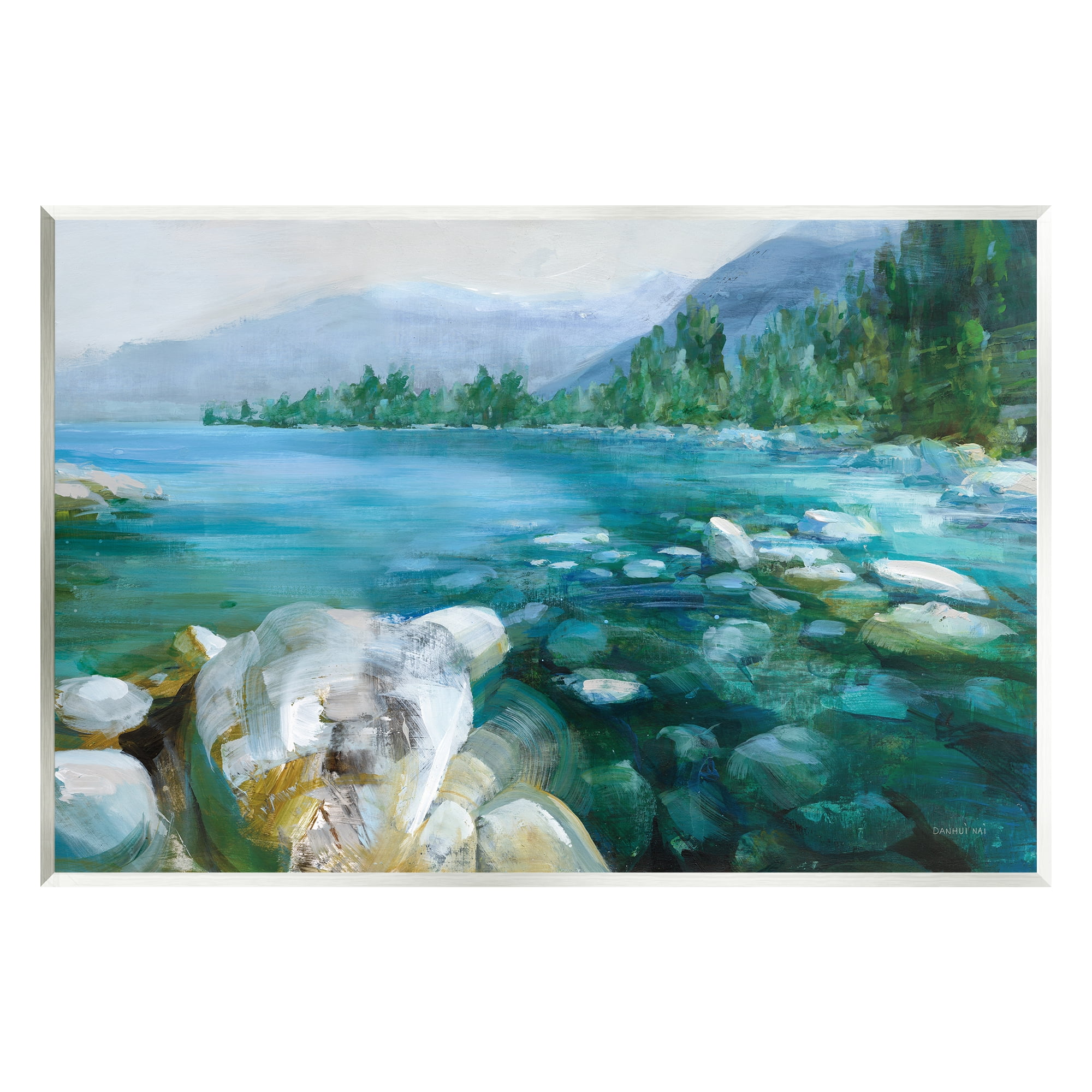 Stupell Industries Rocky River Landscape Nature Painting Unframed Art Print Wall Art, 19 x 13