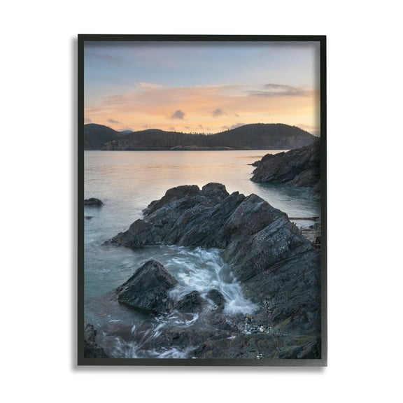 Stupell Industries Rocky Sea Cliffs Landscape Photography Black Framed Art Print Wall Art, 11 x 14