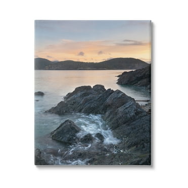 Stupell Industries Rocky Sea Cliffs Landscape Photography Gallery Wrapped Canvas Art Print Wall Art, 16 x 20