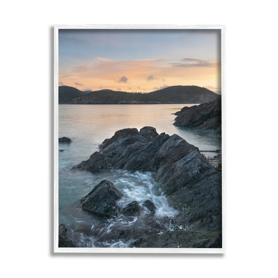 Stupell Industries Rocky Sea Cliffs Landscape Photography White Framed Art Print Wall Art, 11 x 14