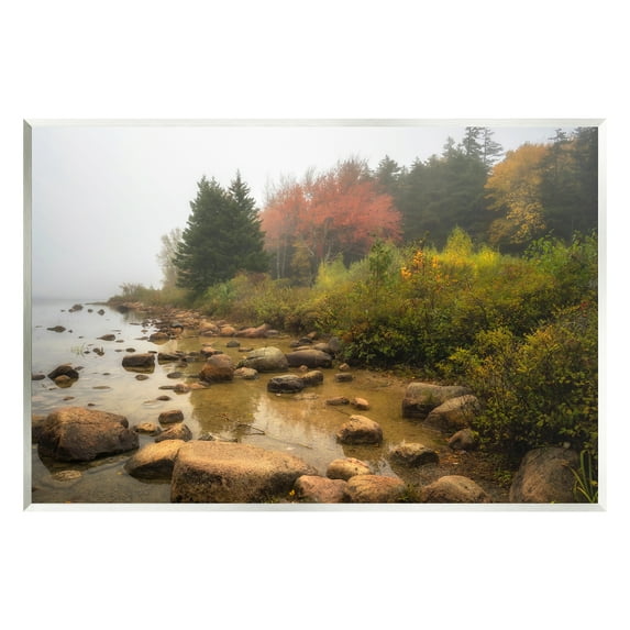 Stupell Industries Rocky Shore Woodland Foliage Coastal Photography Unframed Art Print Wall Art