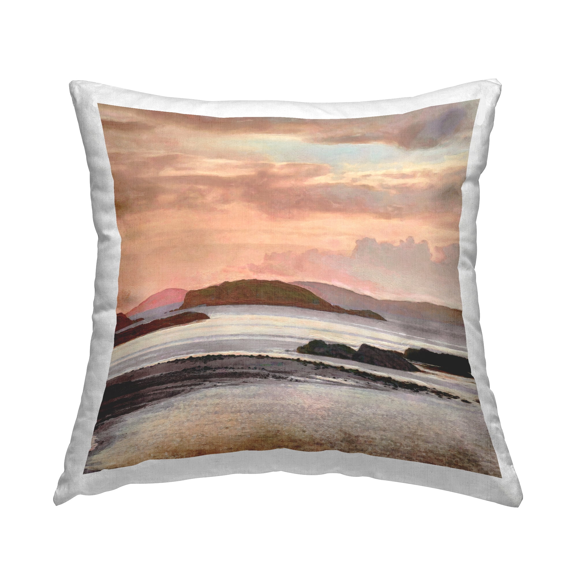 Stupell Industries Rocky Shore at Sunset Decorative Printed Throw Pillow, 18 x 18