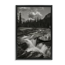 Stupell Industries Rocky Splashing River Landscape Photography Black Floater Framed Art Print Wall Art, 17 x 25