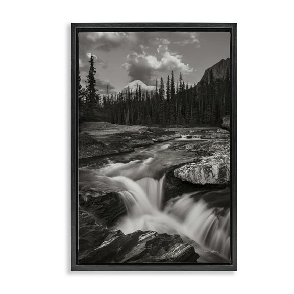Stupell Industries Rocky Splashing River Landscape Photography Black Floater Framed Art Print Wall Art, 17 x 25
