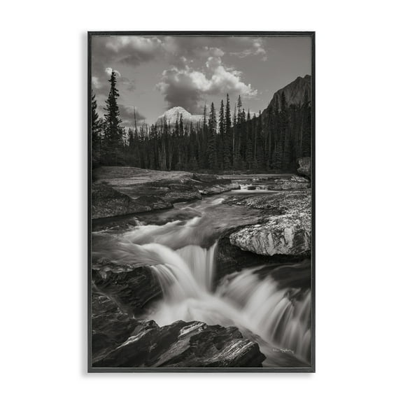 Stupell Industries Rocky Splashing River Landscape Photography Black Framed Art Print Wall Art, 12 x 18