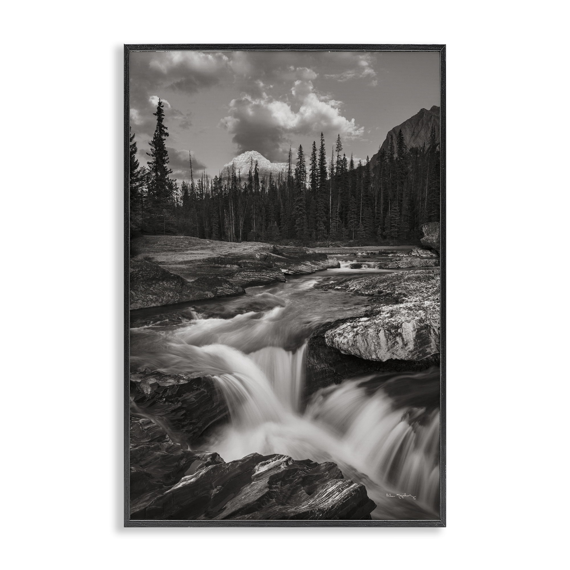 Stupell Industries Rocky Splashing River Landscape Photography Black Framed Art Print Wall Art, 16 x 24