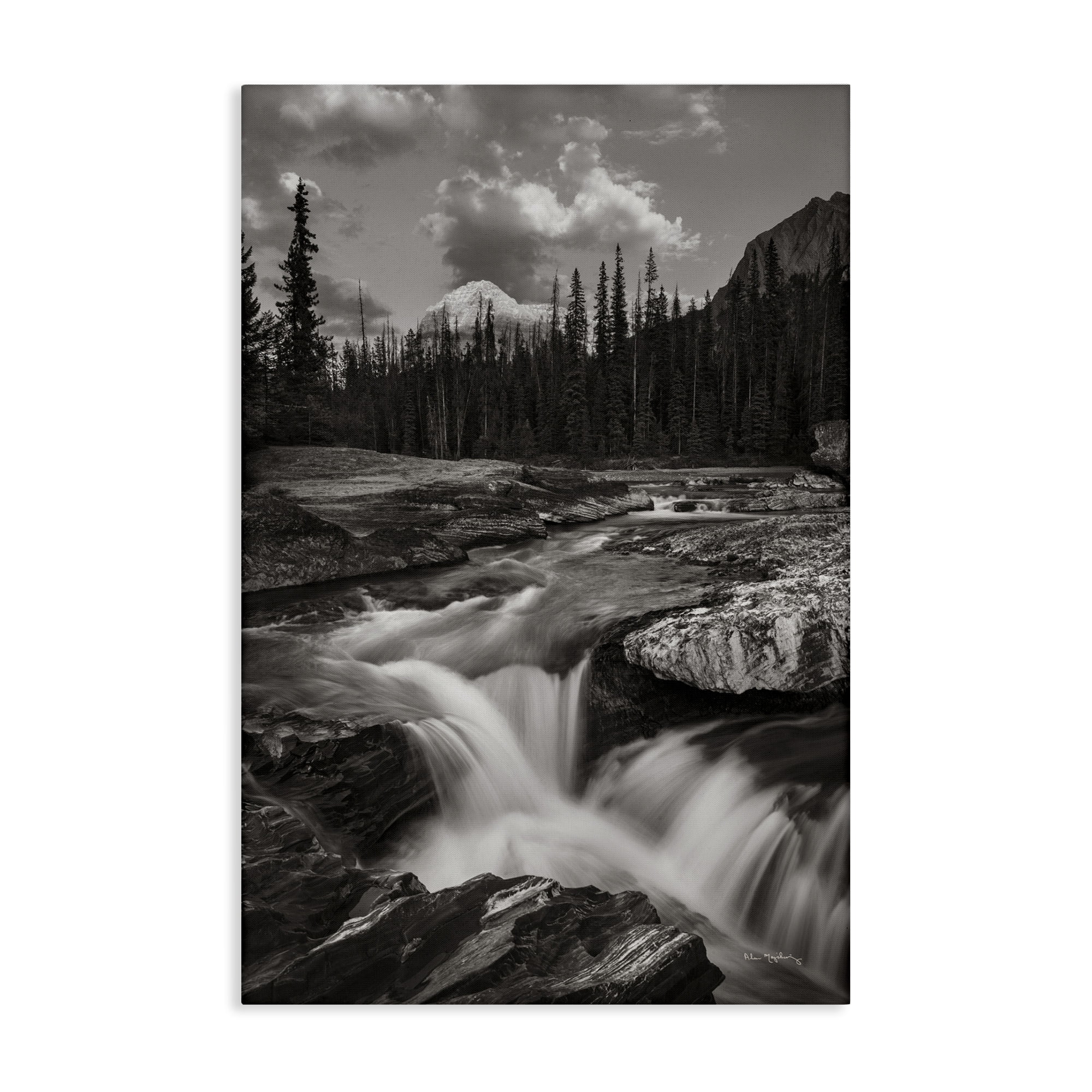 Stupell Industries Rocky Splashing River Landscape Photography Gallery Wrapped Canvas Art Print Wall Art, 24 x 36