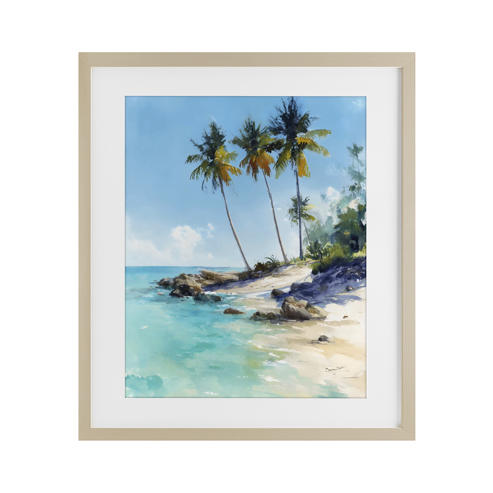 Stupell Industries Rocky Tropical Shore Birch Framed Print Under Glass, design by Franklyn Gregory