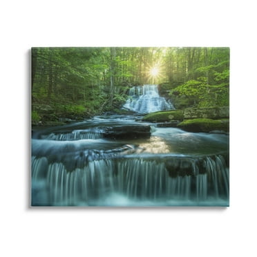 Stupell Industries Rocky Waterfall Landscape Nature Photography Gallery Wrapped Canvas Print Wall Art, 20 x 16