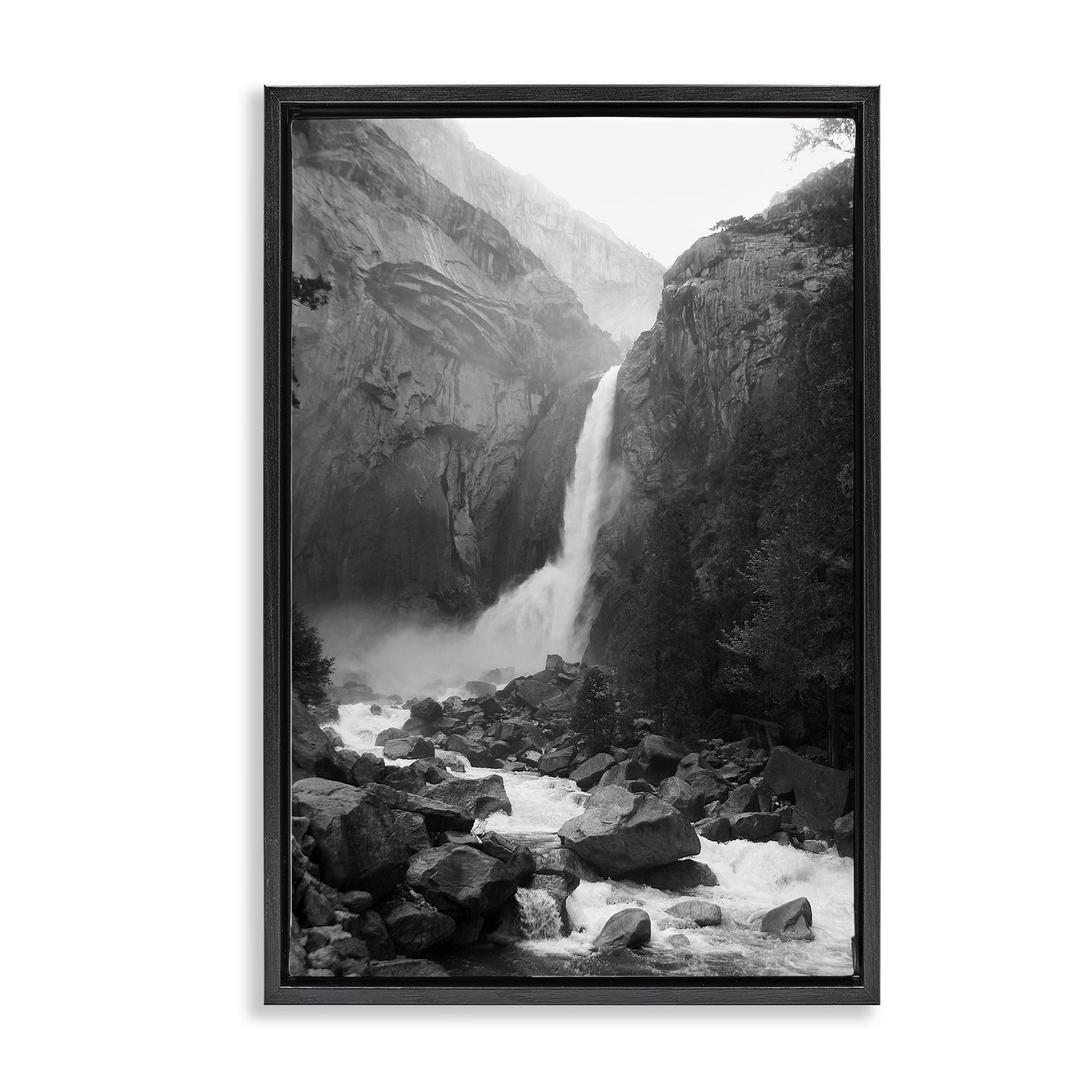 Stupell Industries Rocky Yosemite Falls Black Framed Floater Canvas Wall Art, design by Kim Curinga