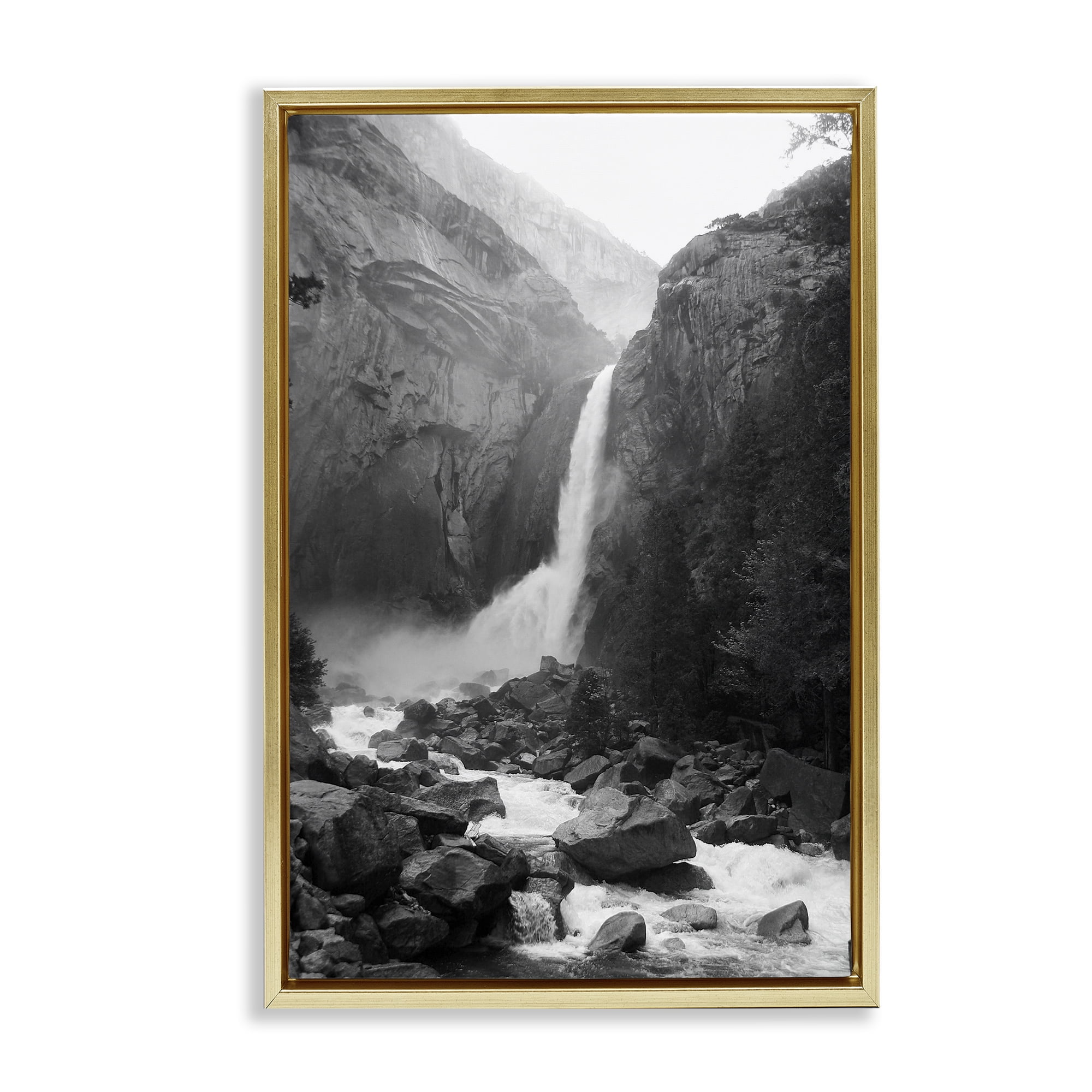 Stupell Industries Rocky Yosemite Falls Gold Framed Floater Canvas Wall Art, design by Kim Curinga